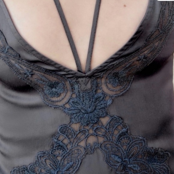 Zara Lace and Satin Slip Midi Dress Size M Gray - Picture 3 of 9